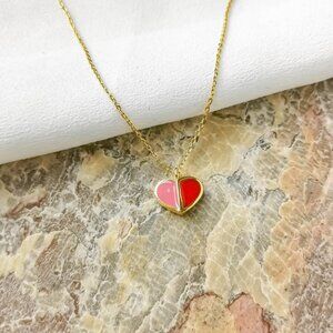 Kate Spade | Gold Heritage Spade Pink Red Pendant Necklace